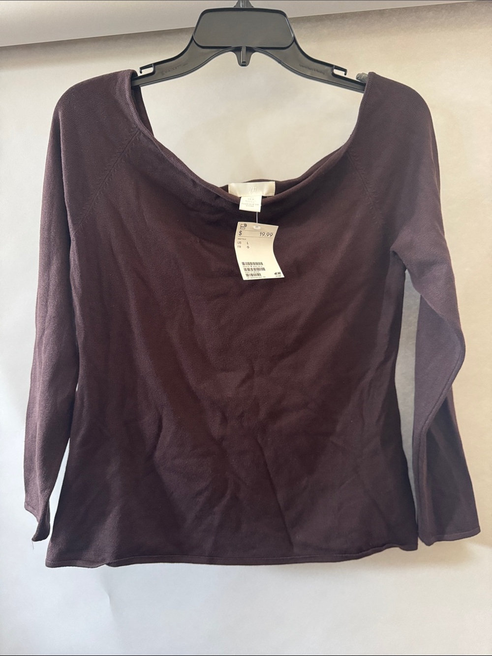Off-Shoulder Long Sleeve Top in Dark Brown